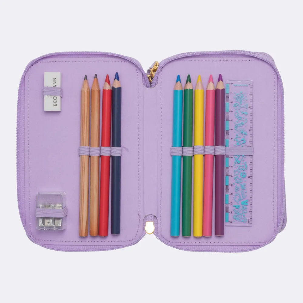 Hot Trelags pennal med innhold, Unicorn Princess Purple Pennal